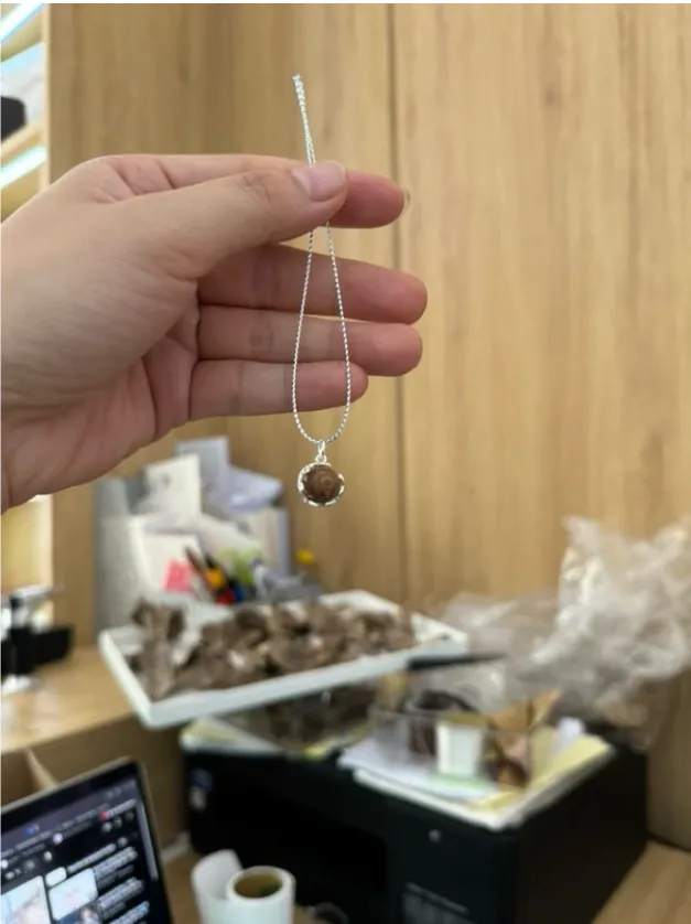 Natural Agarwood Pendant – Round Oud Bead with 925 Sterling Silver (Moc Tram Agarwood)